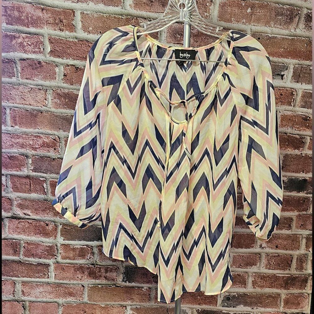 Women's BY & BY Chevron Sheer Top Large Y2K